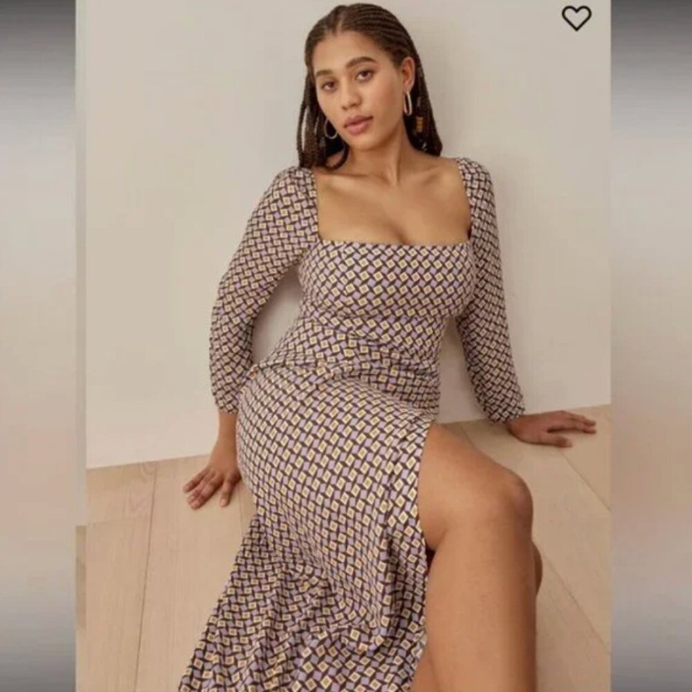 Reformation Hilda Midi Dress – Plaza Print, Size 8